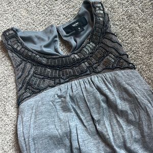 Gray dress with beaded details on top